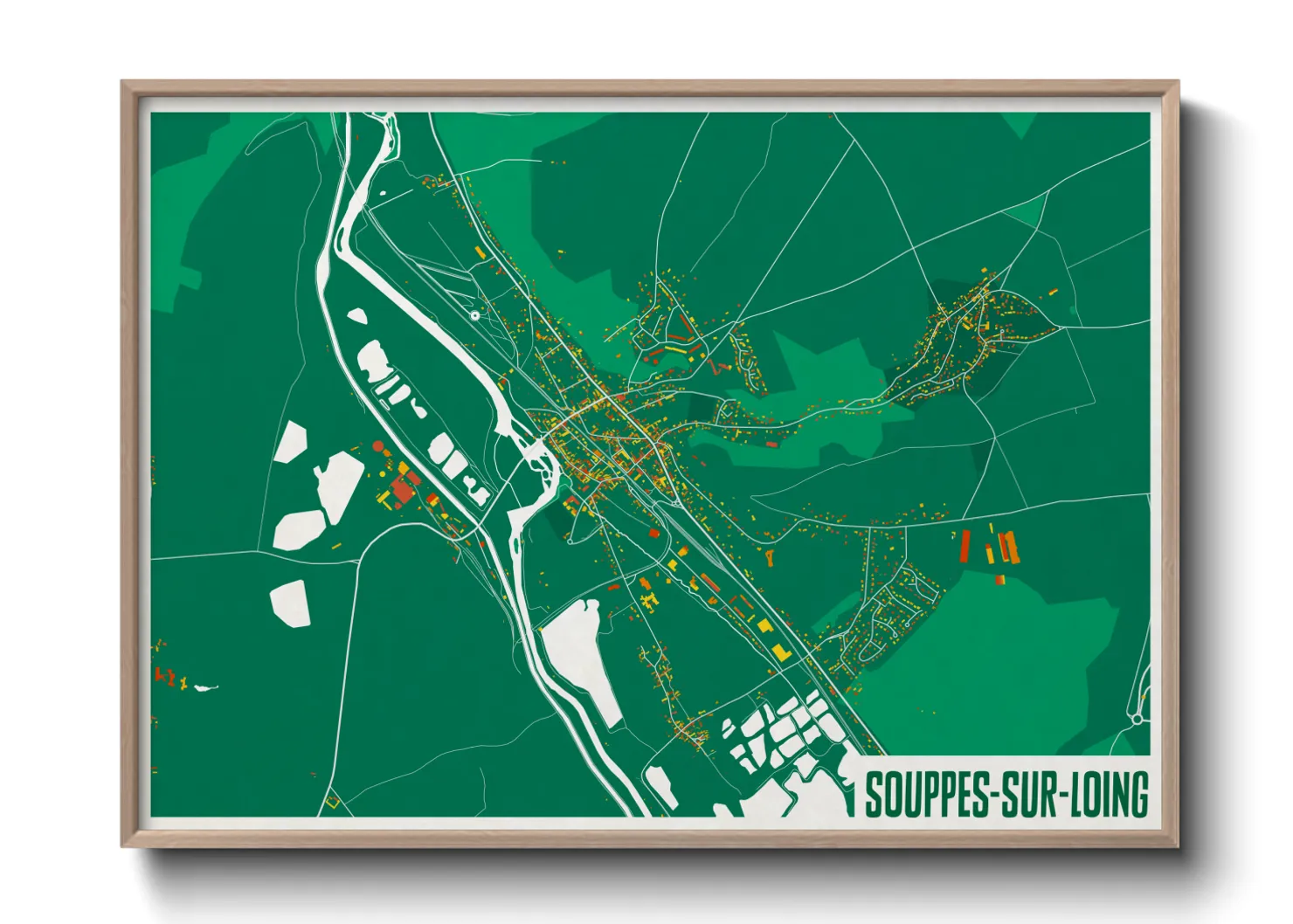 Une affiche de carte sur Souppes-sur-Loing
