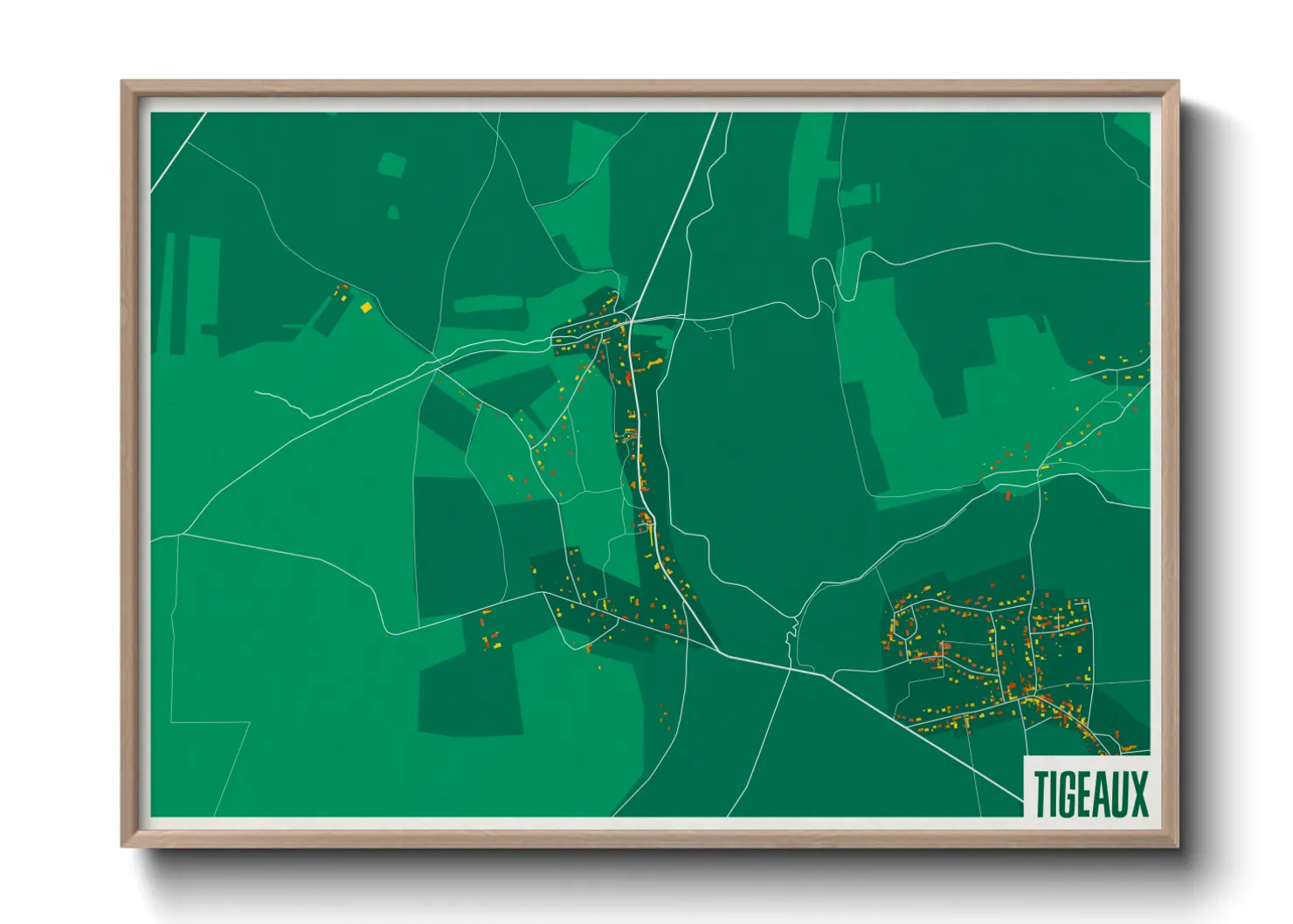 Une affiche de carte sur Tigeaux