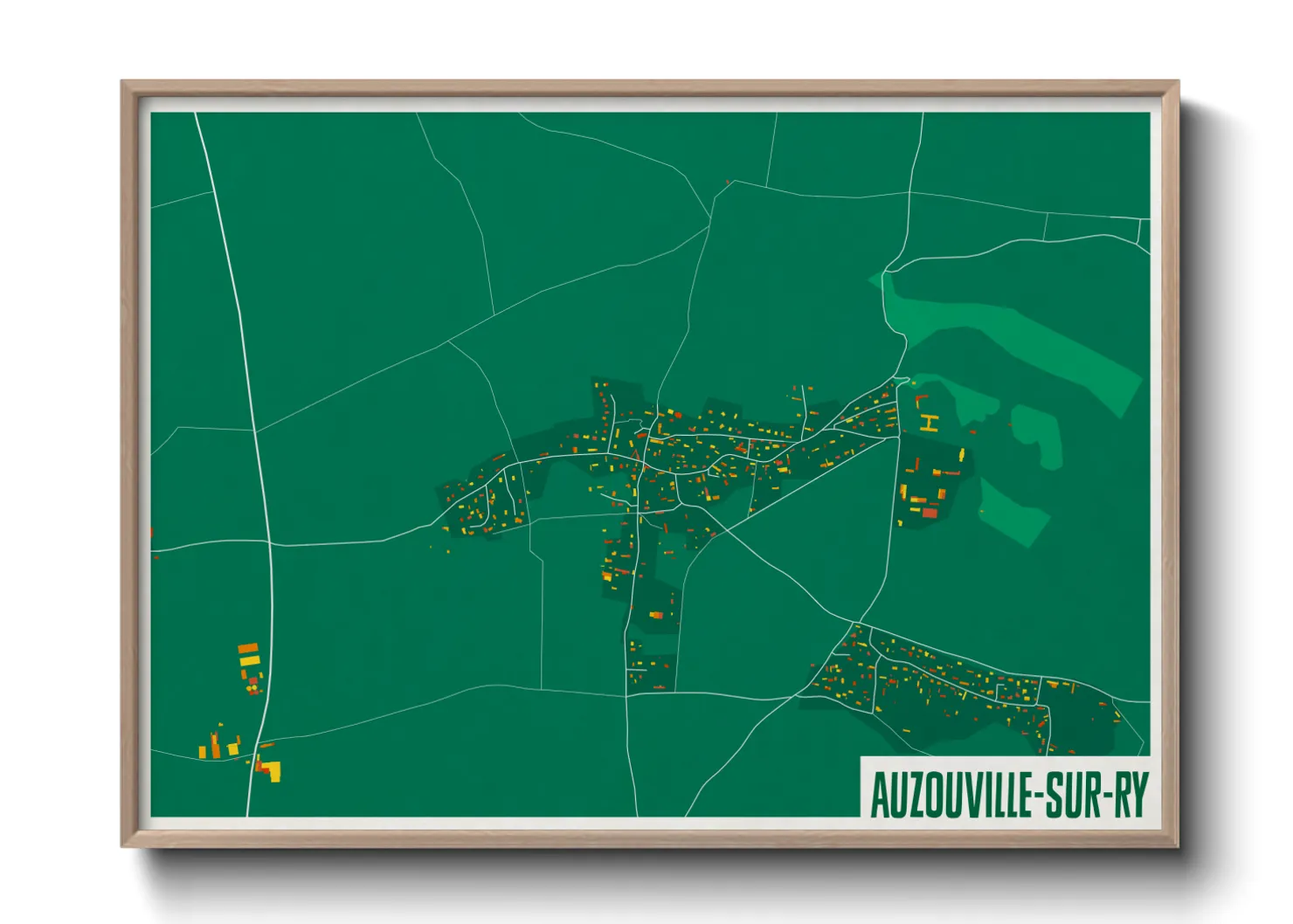 Une affiche de carte sur Auzouville-sur-Ry