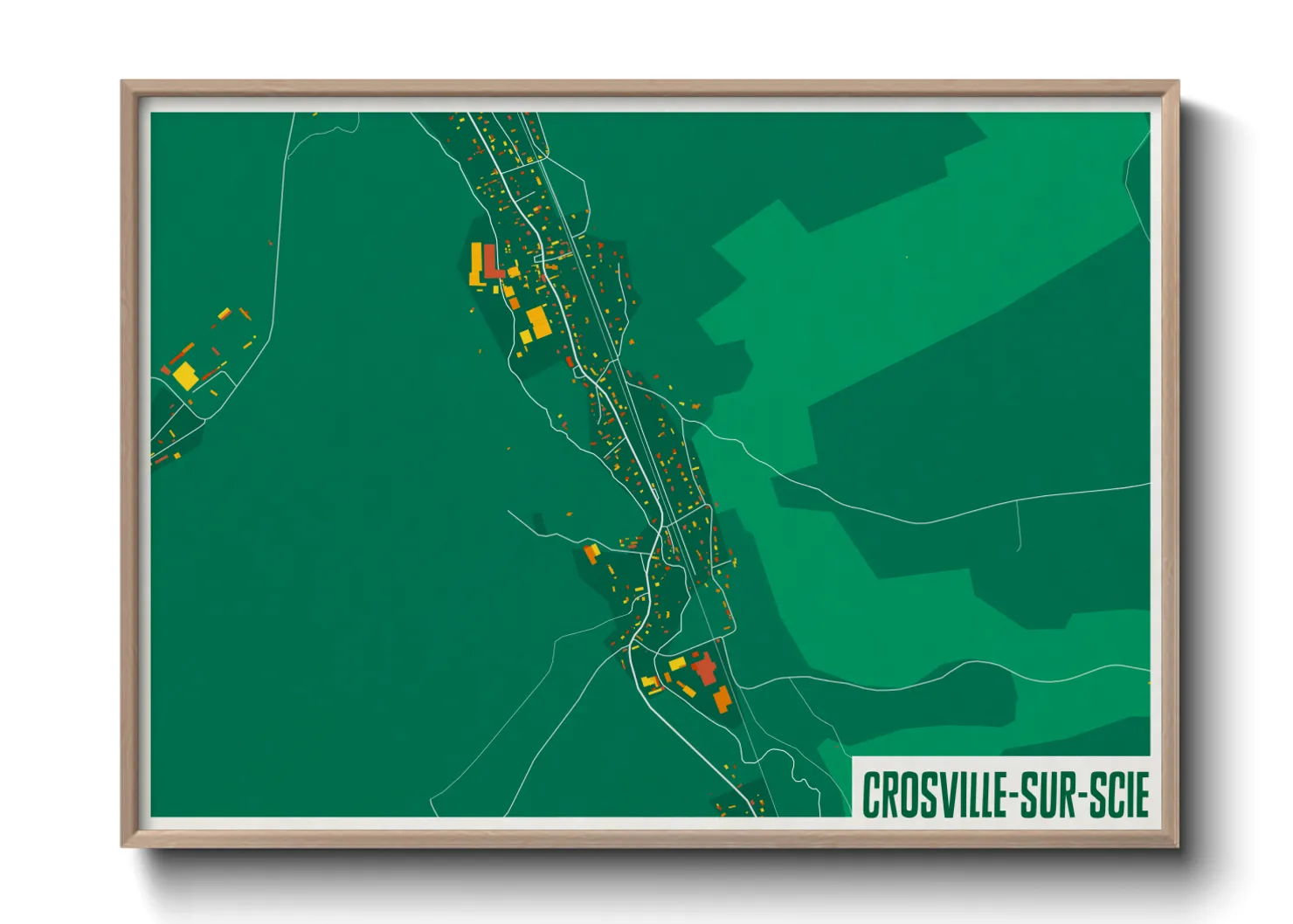 Une affiche de carte sur Crosville-sur-Scie