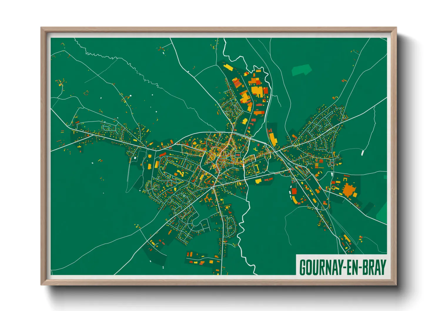 Une affiche de carte sur Gournay-en-Bray