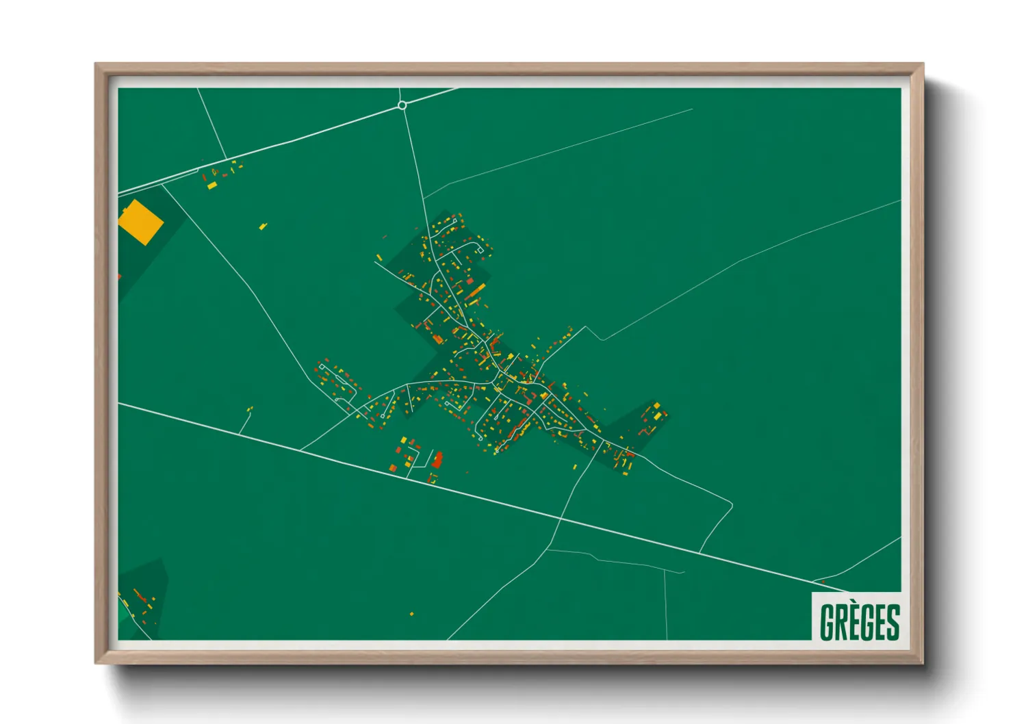 Une affiche de carte sur Grèges