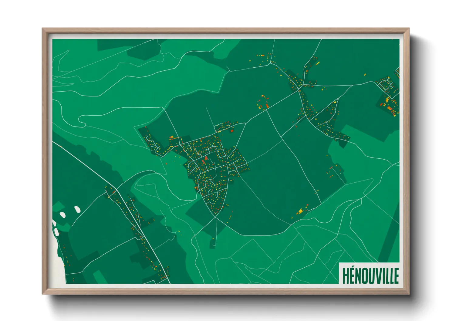 Une affiche de carte sur Hénouville