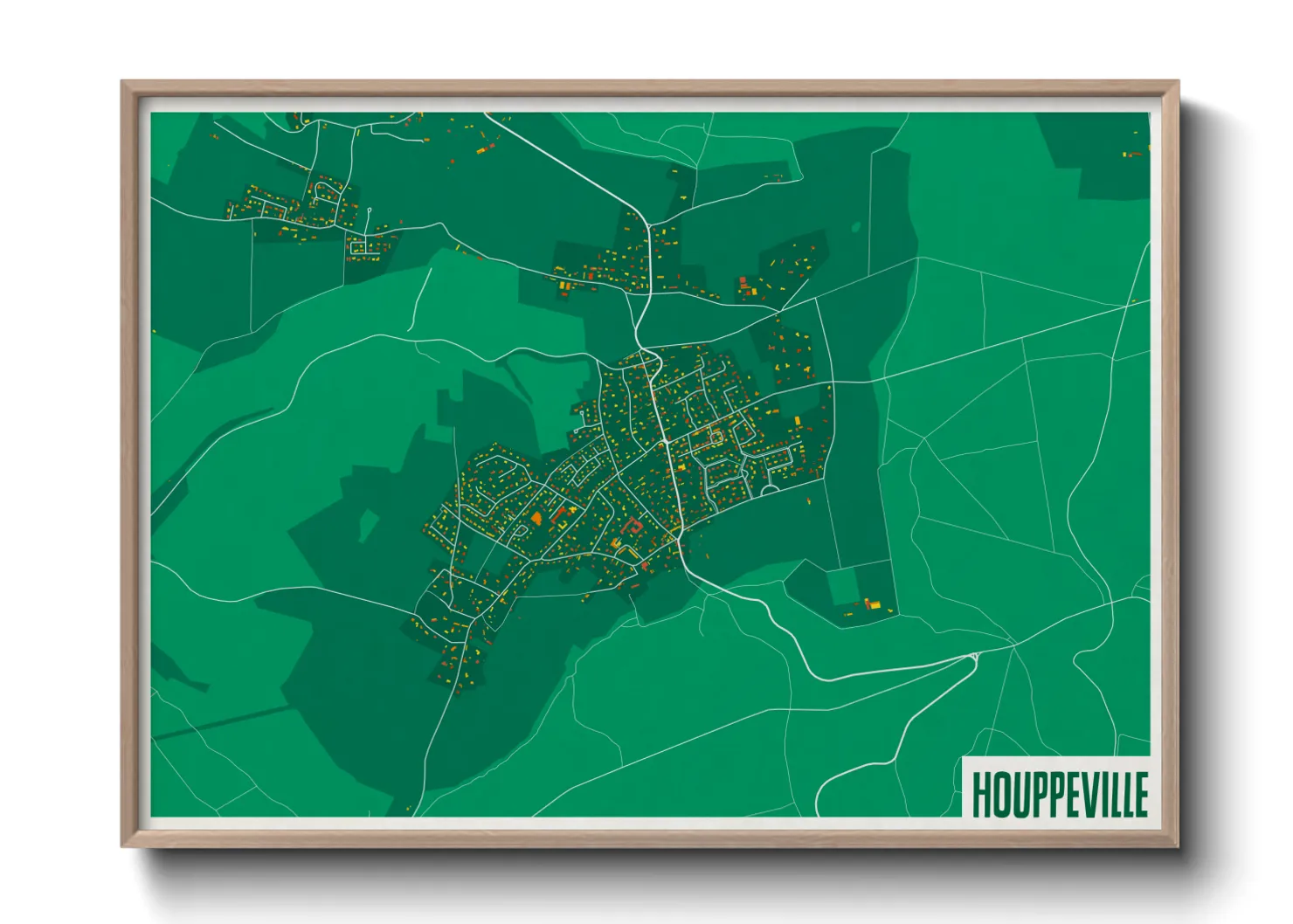 Une affiche de carte sur Houppeville