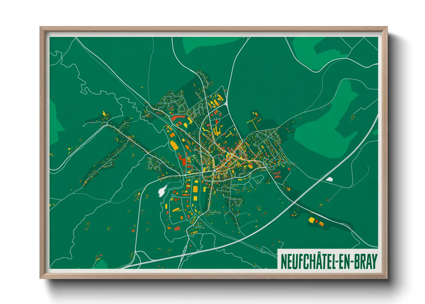 Une affiche de carte sur Neufchâtel-en-Bray