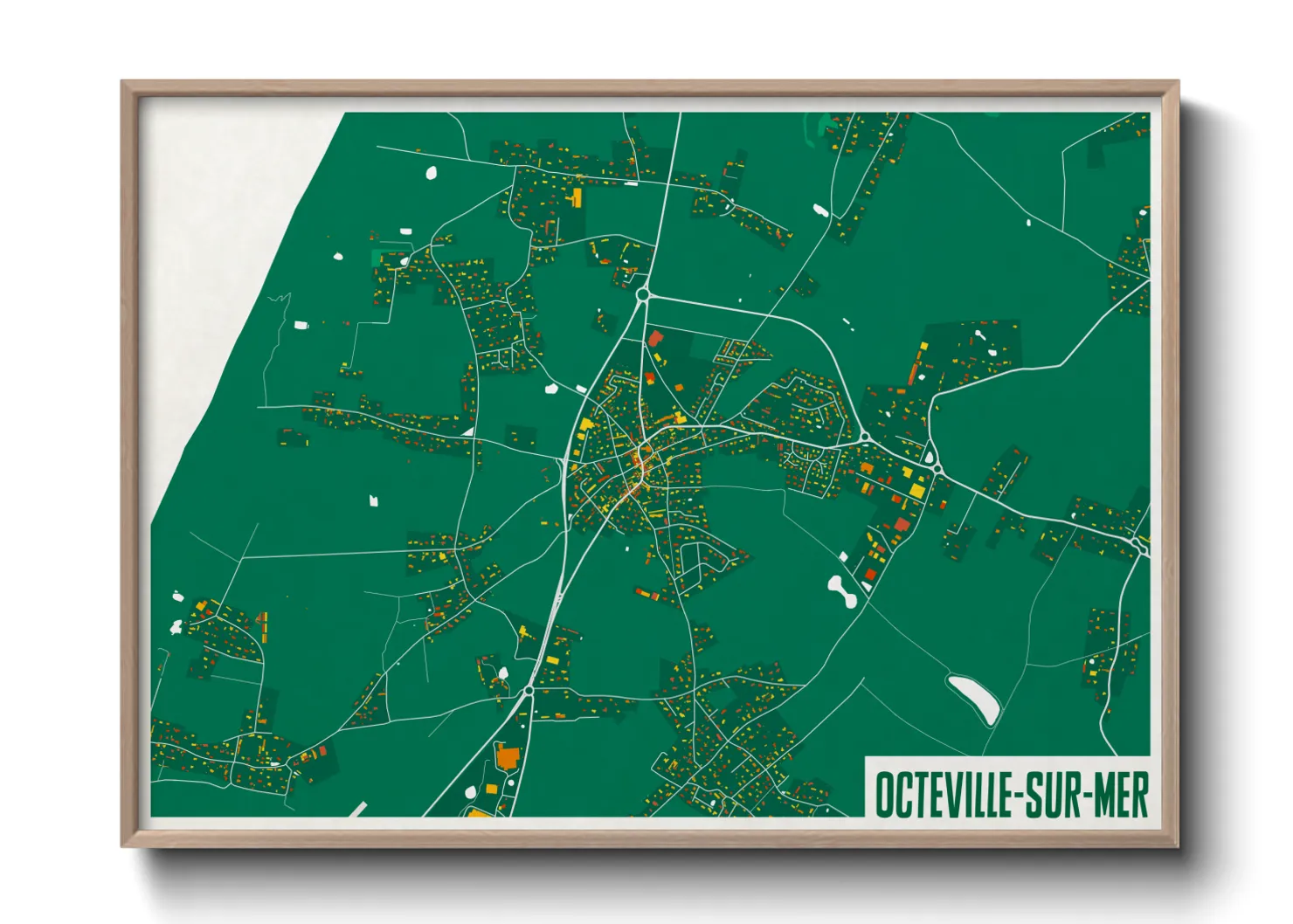 Une affiche de carte sur Octeville-sur-Mer