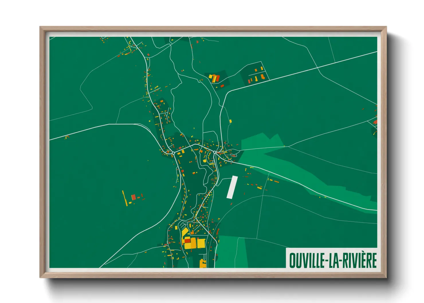 Une affiche de carte sur Ouville-la-Rivière