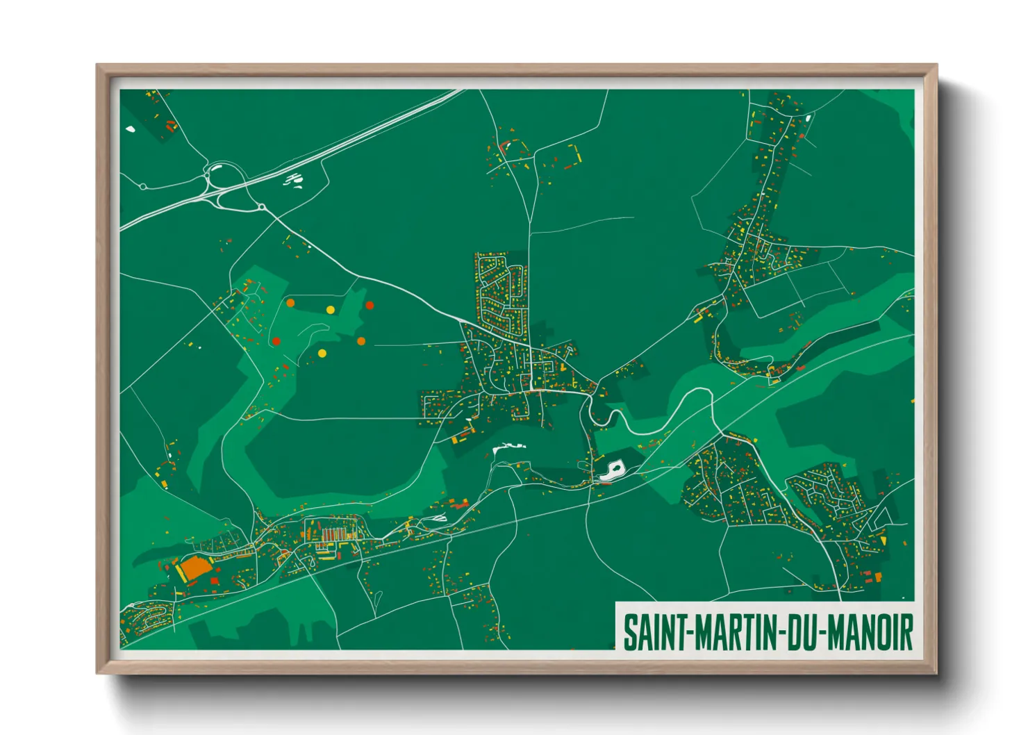 Une affiche de carte sur Saint-Martin-du-Manoir