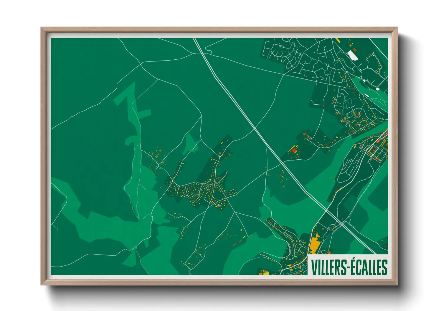 Une affiche de carte sur Villers-Écalles