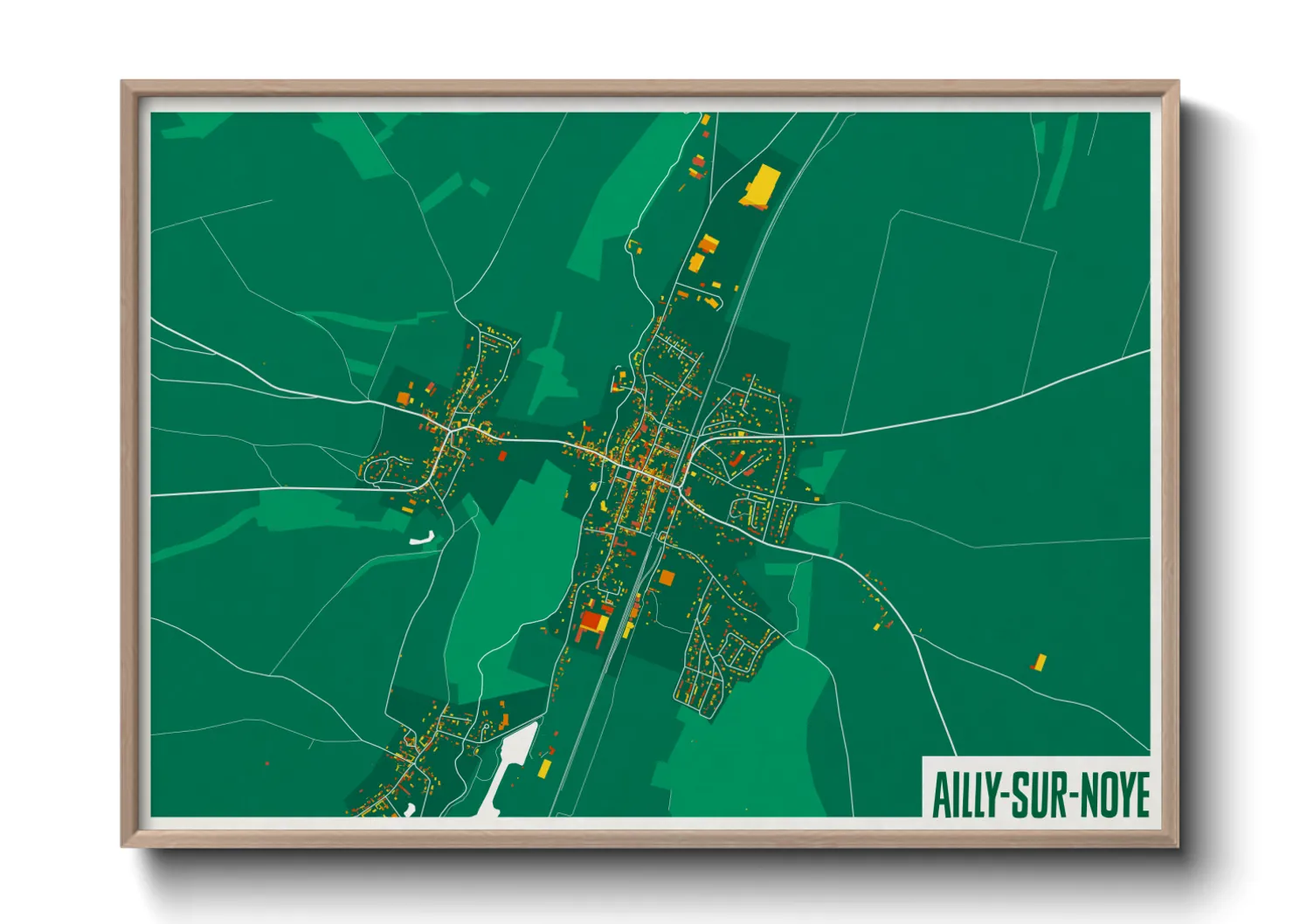 Une affiche de carte sur Ailly-sur-Noye