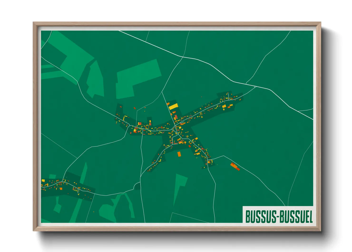 Une affiche de carte sur Bussus-Bussuel