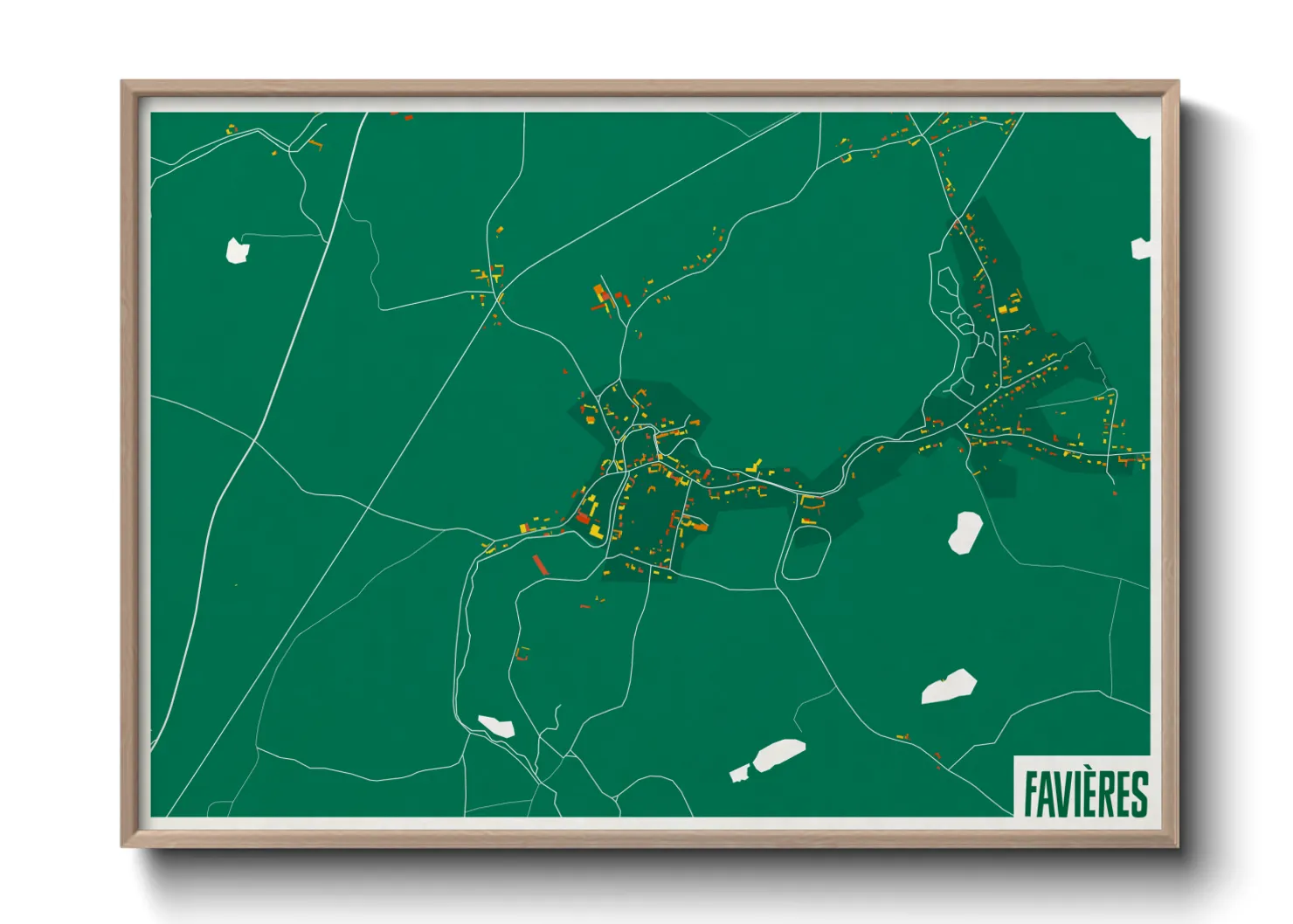 Une affiche de carte sur Favières