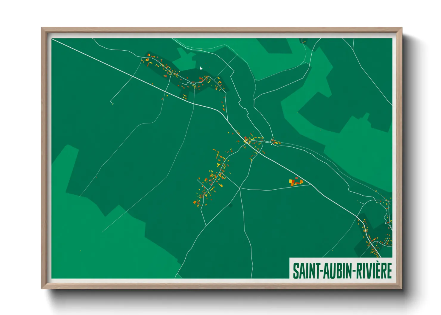 Une affiche de carte sur Saint-Aubin-Rivière