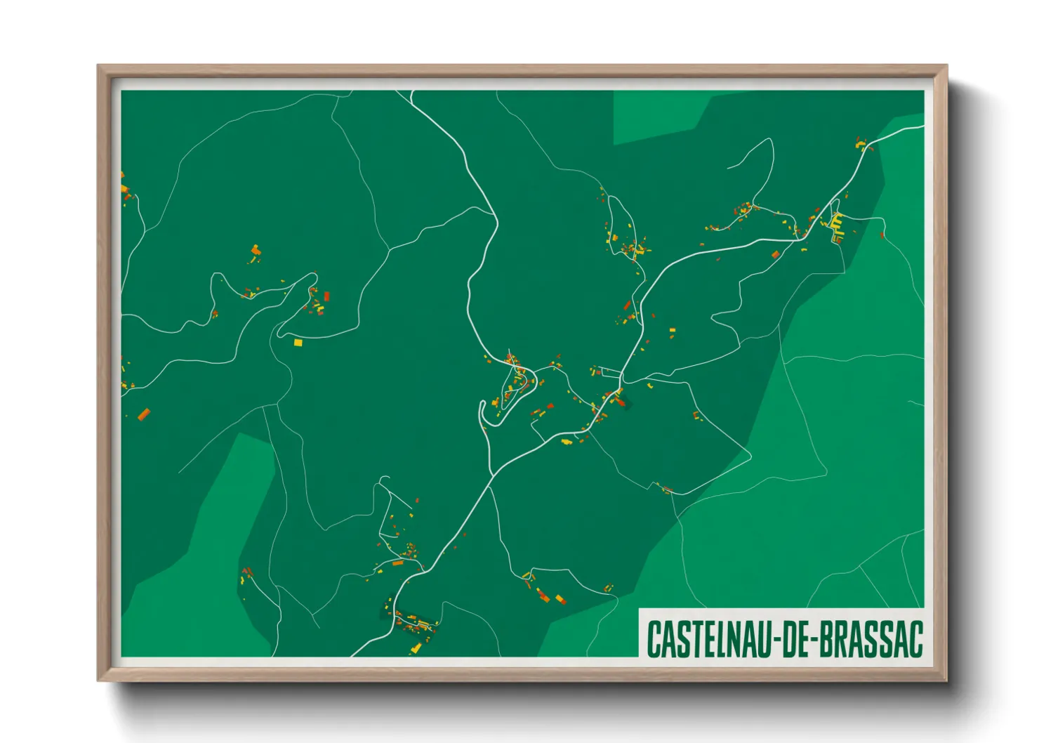 Une affiche de carte sur Castelnau-de-Brassac