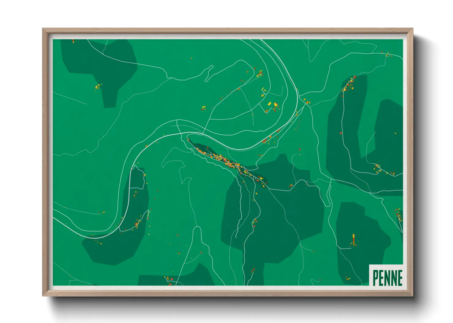 Une affiche de carte sur Penne