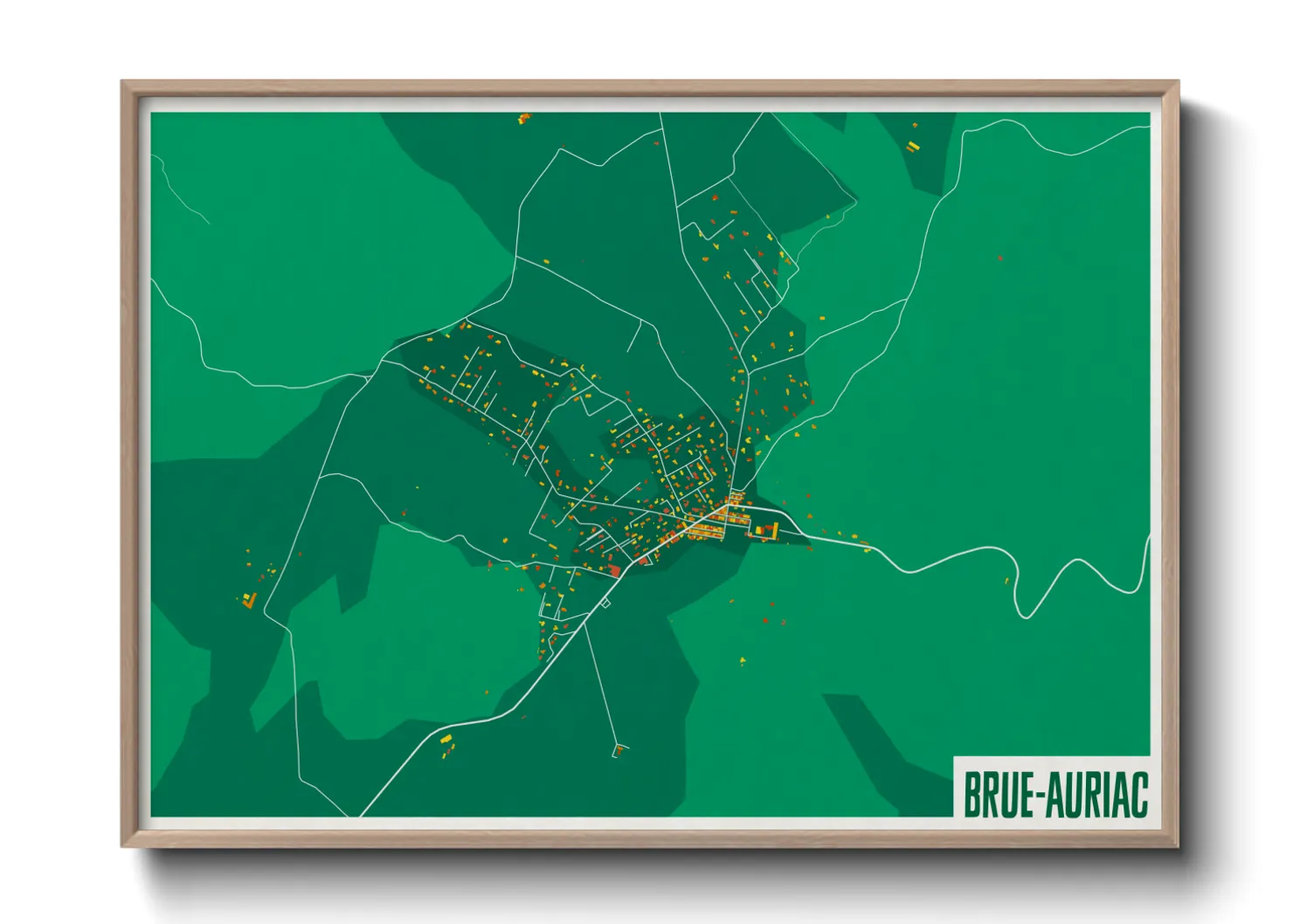 Une affiche de carte sur Brue-Auriac