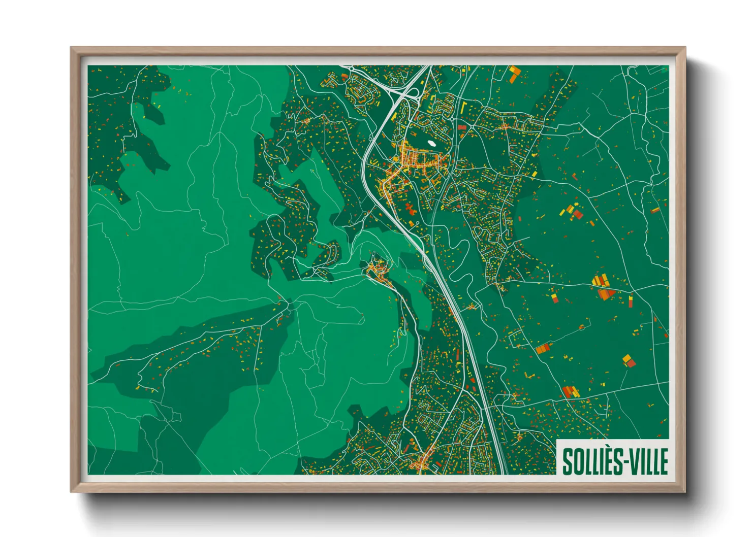 Une affiche de carte sur Solliès-Ville