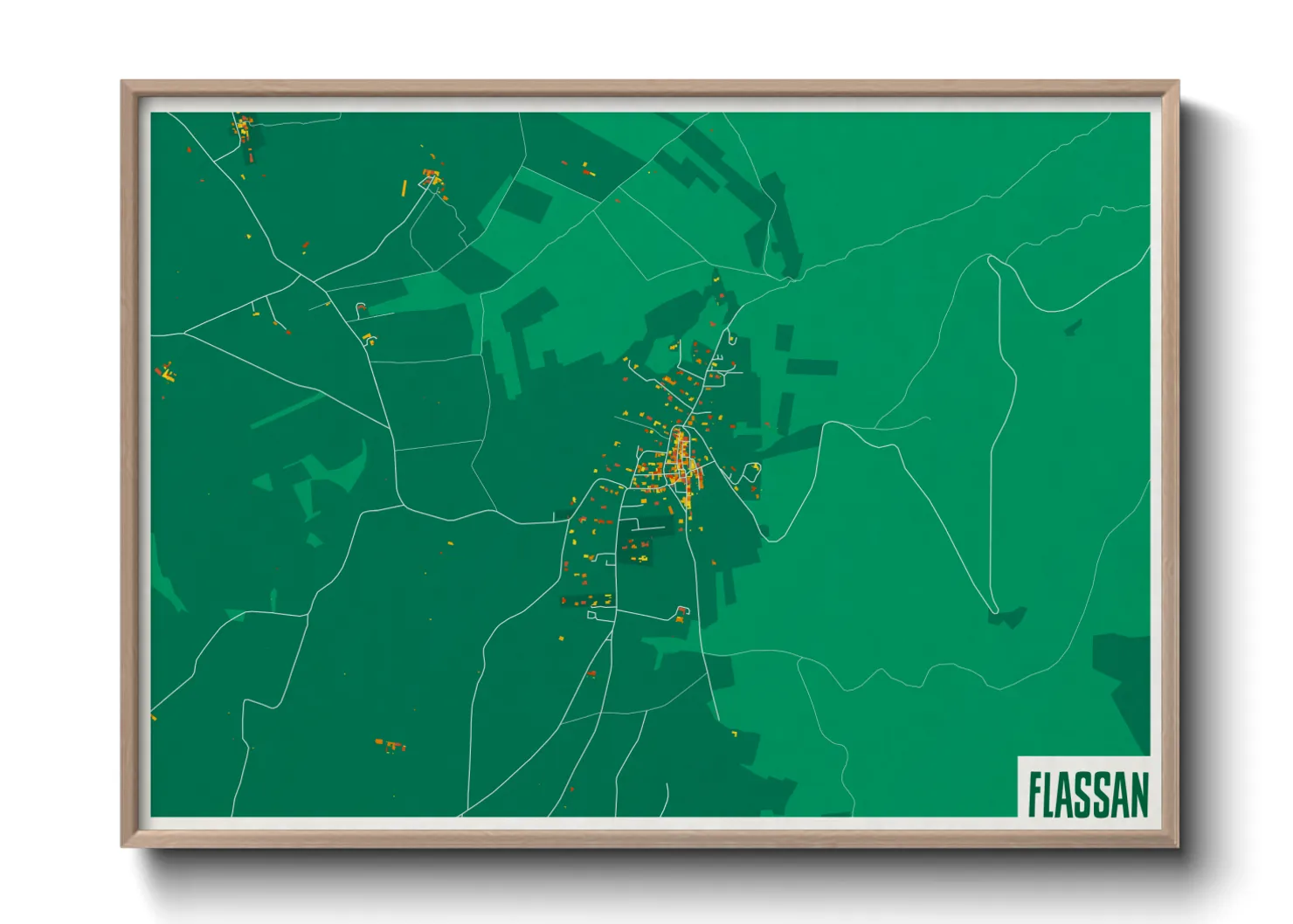 Une affiche de carte sur Flassan