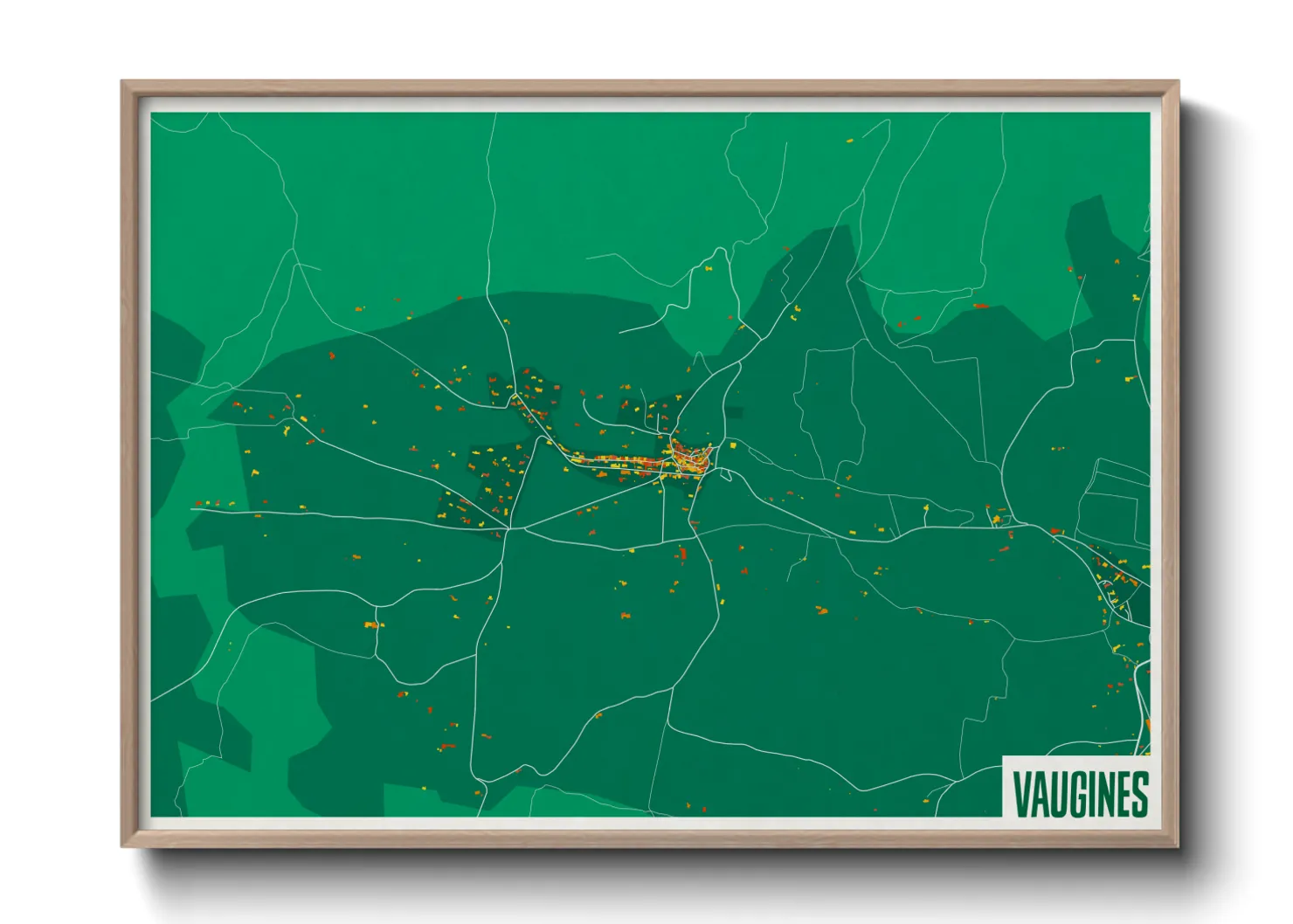 Une affiche de carte sur Vaugines