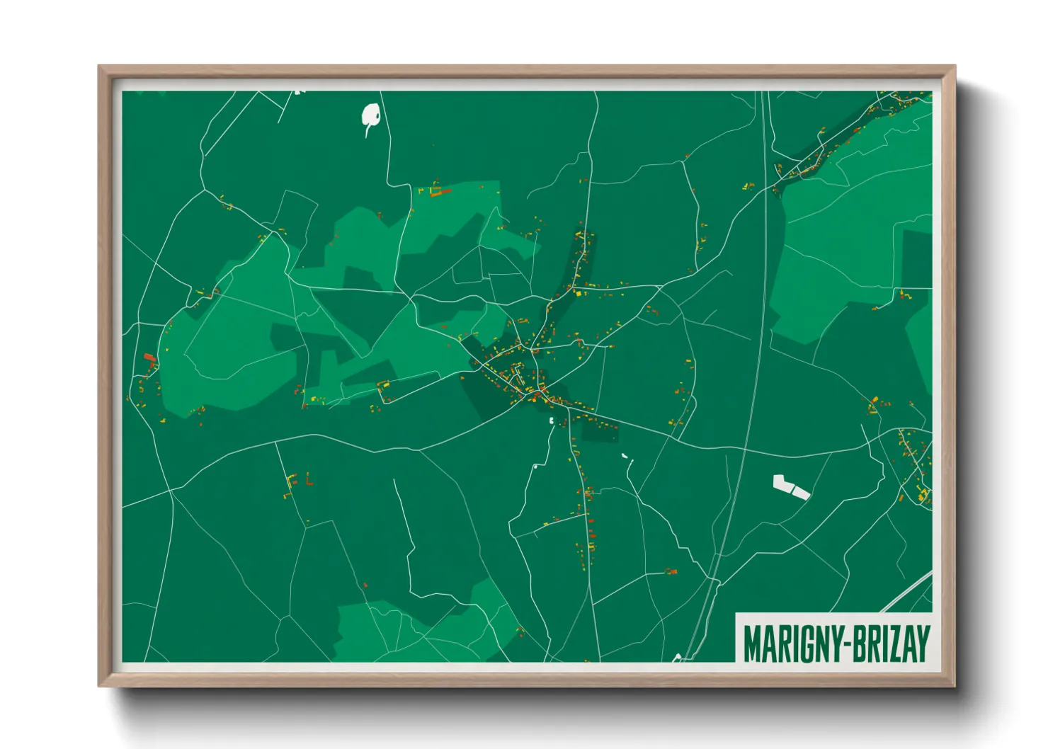 Une affiche de carte sur Marigny-Brizay