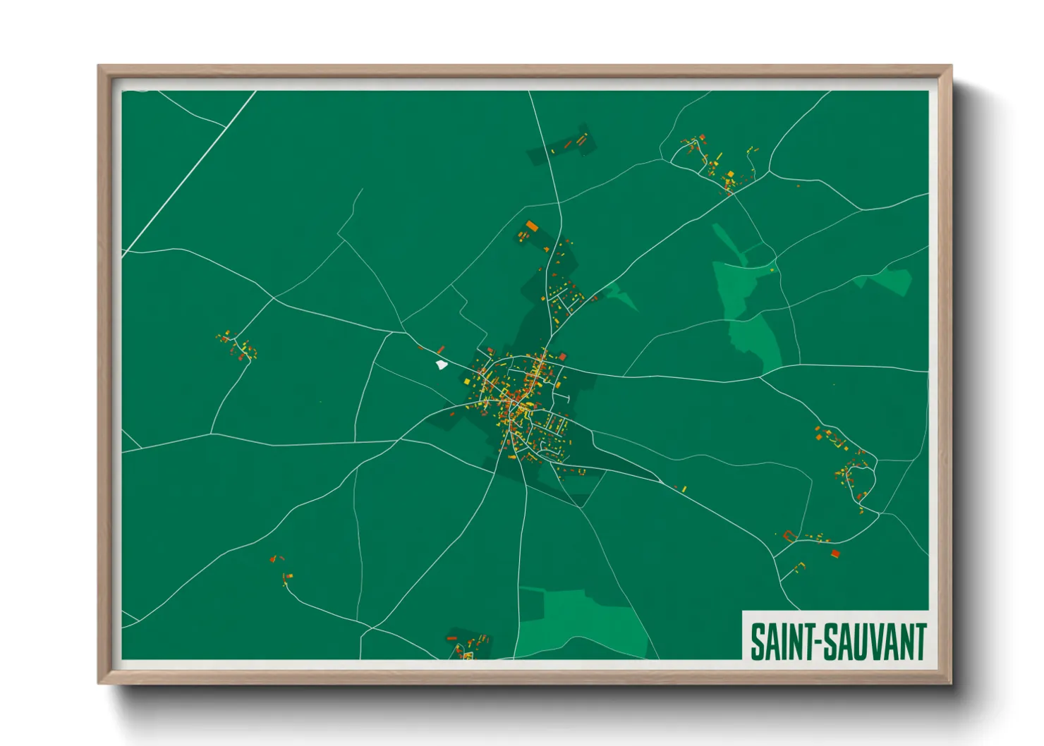 Une affiche de carte sur Saint-Sauvant