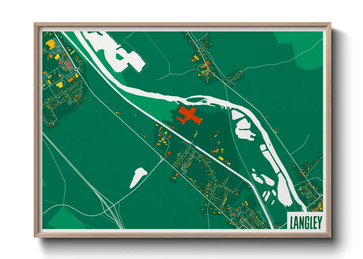 Une affiche de carte sur Langley