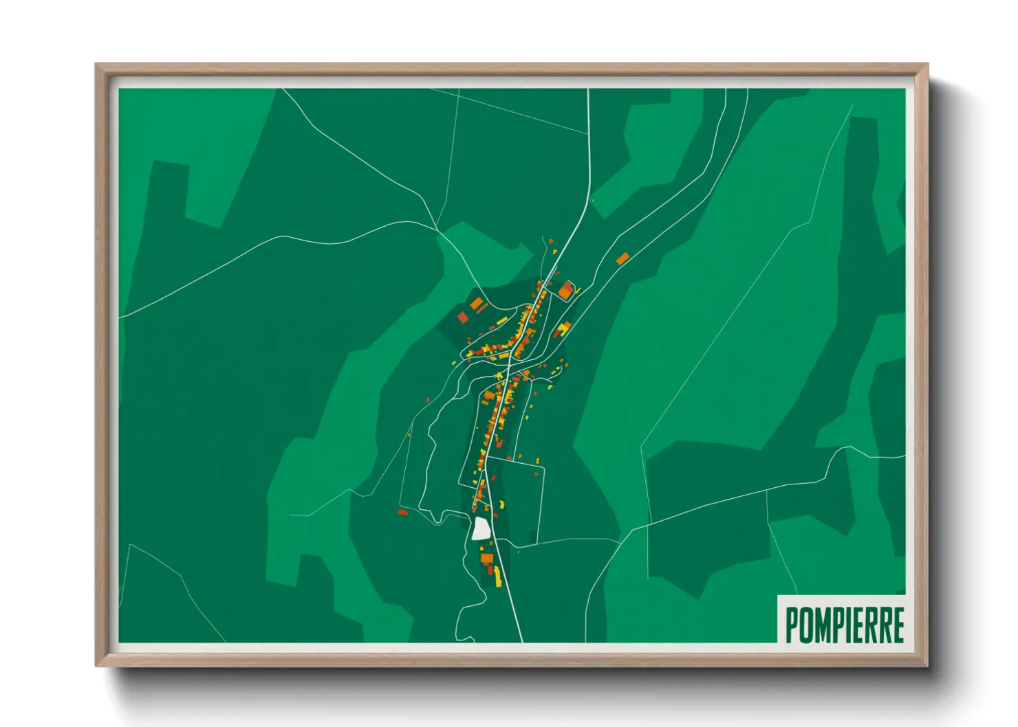 Une affiche de carte sur Pompierre