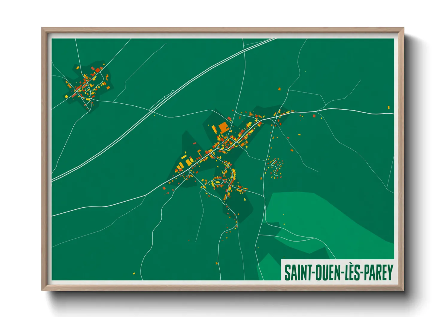 Une affiche de carte sur Saint-Ouen-lès-Parey