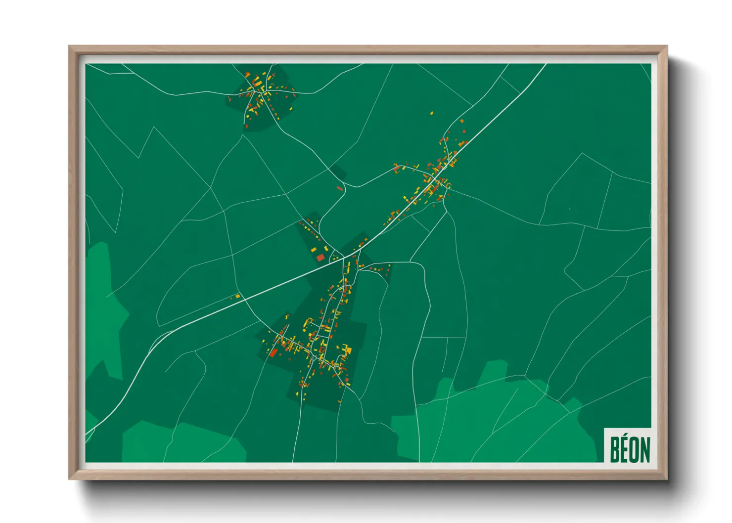 Une affiche de carte sur Béon