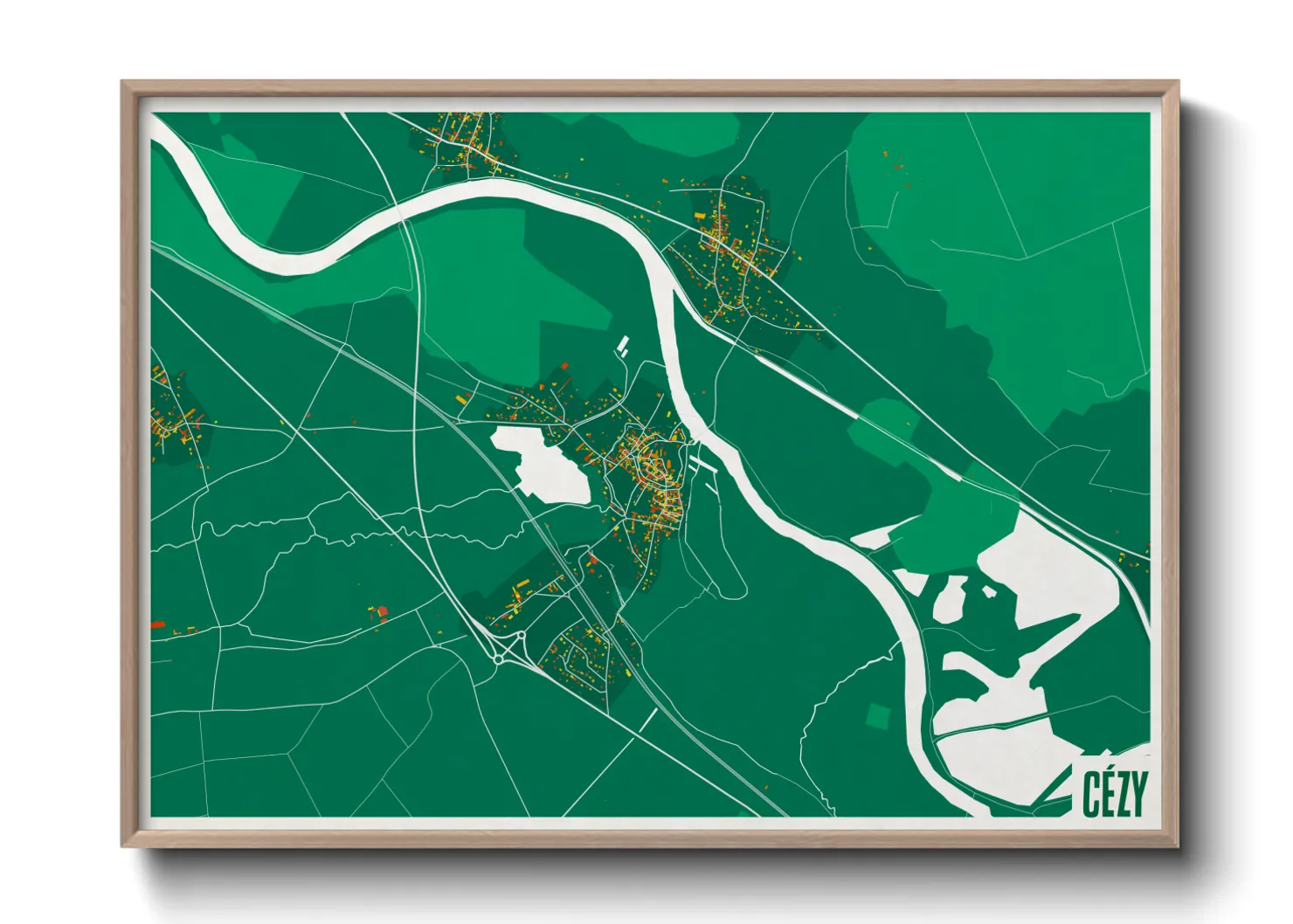 Une affiche de carte sur Cézy