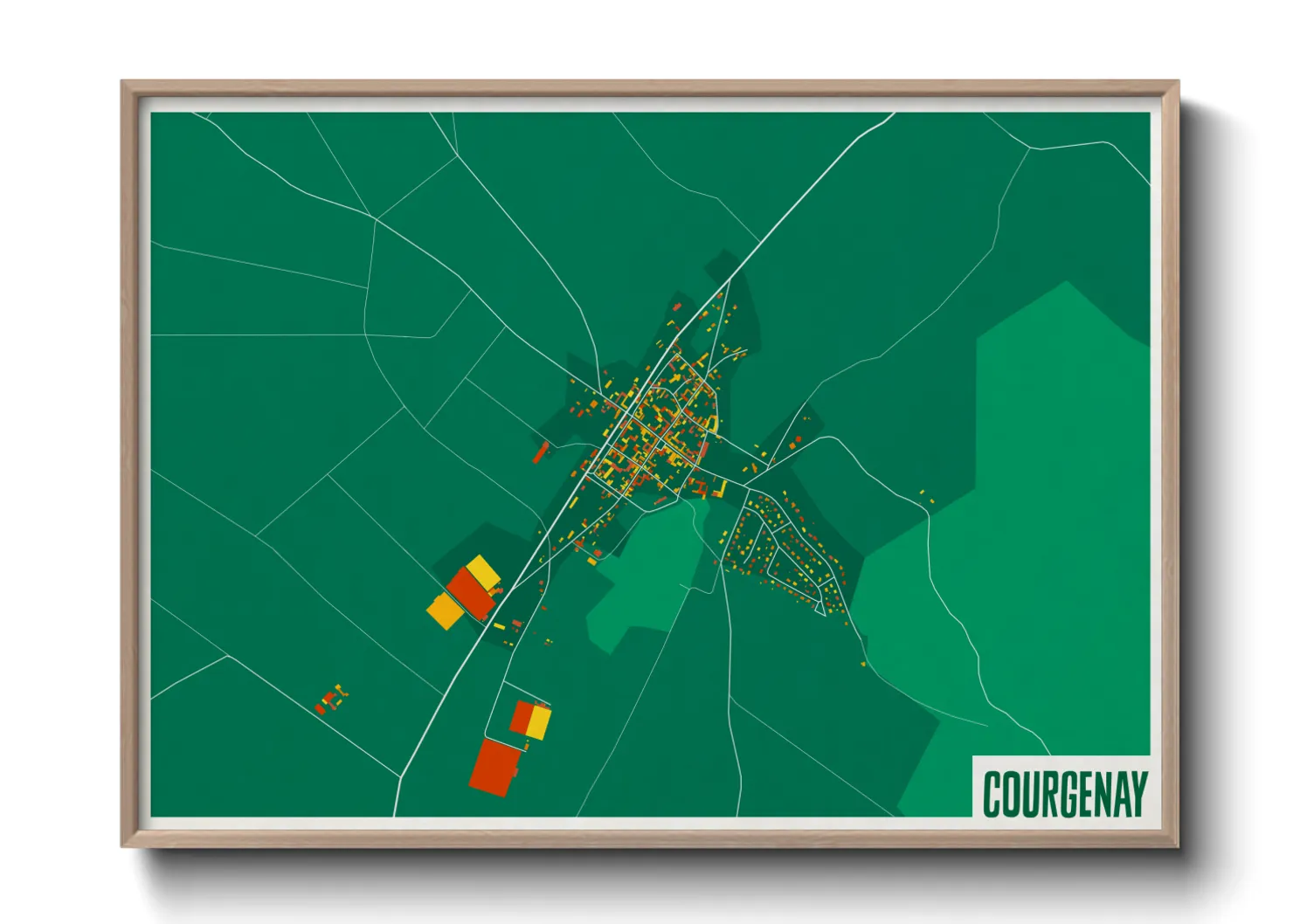 Une affiche de carte sur Courgenay