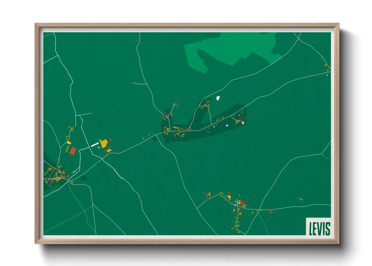 Une affiche de carte sur Levis