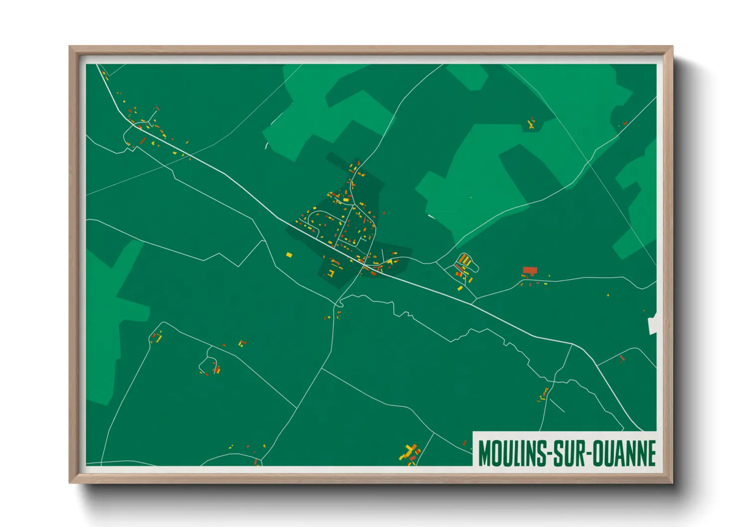 Une affiche de carte sur Moulins-sur-Ouanne