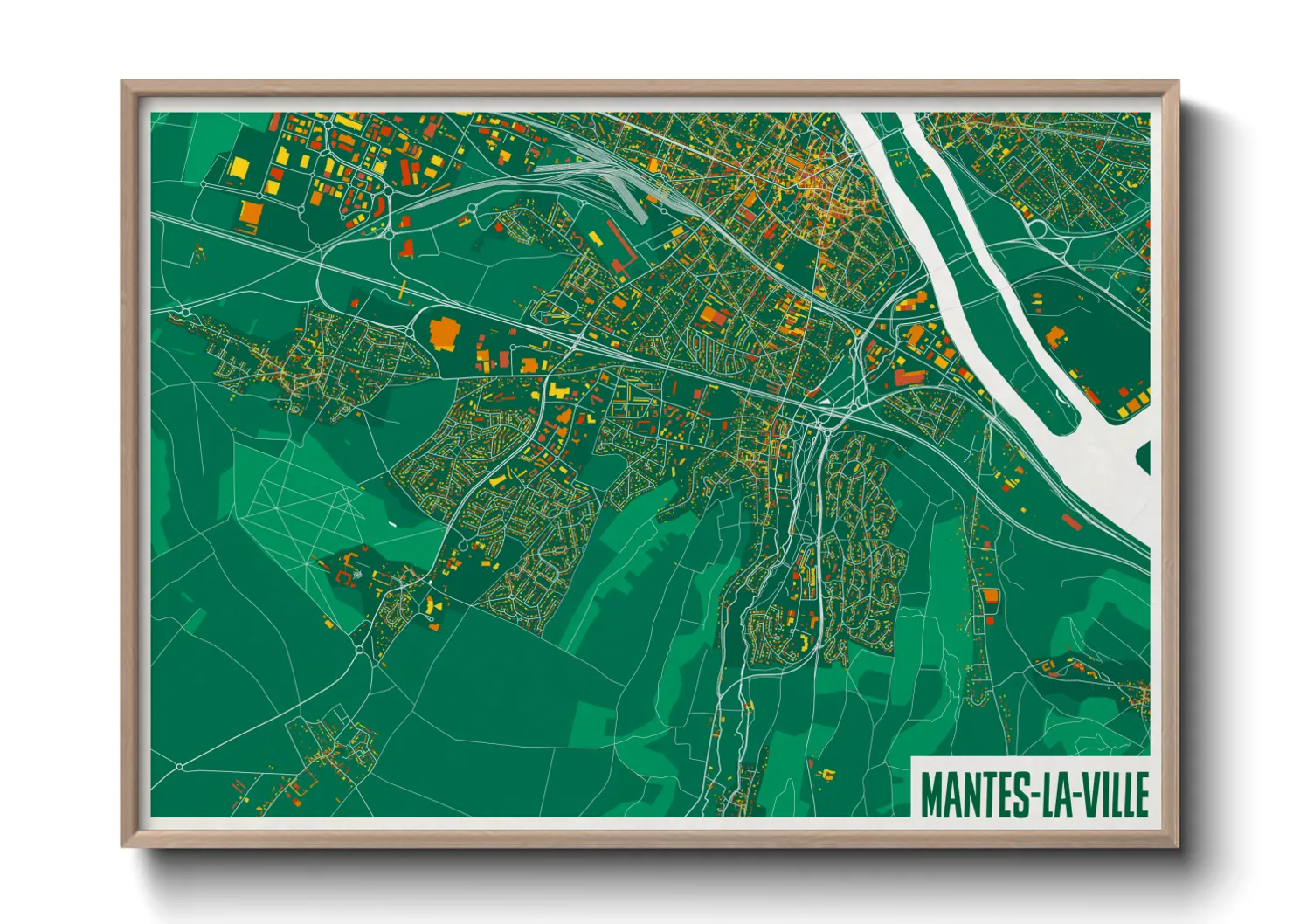 Une affiche de carte sur Mantes-la-Ville