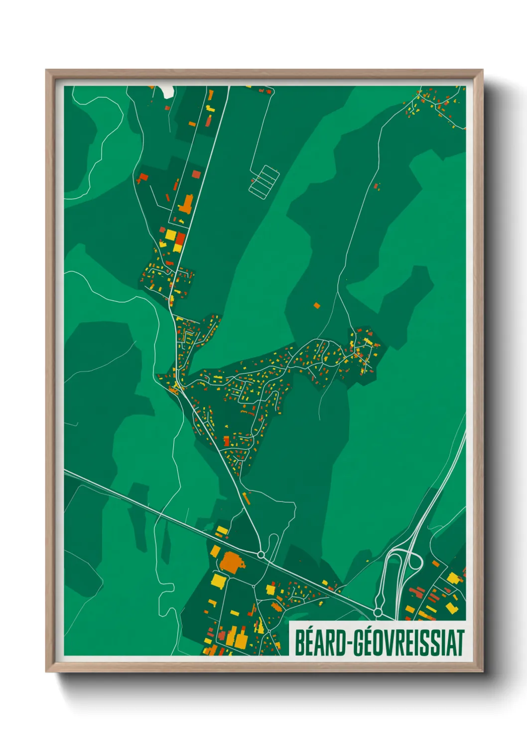 Une affiche de carte sur Béard-Géovreissiat
