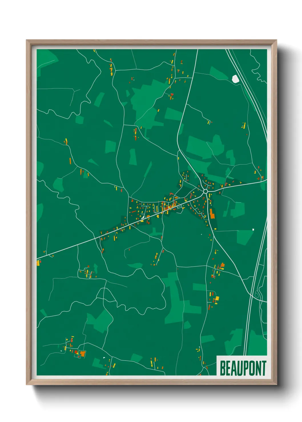 Une affiche de carte sur Beaupont