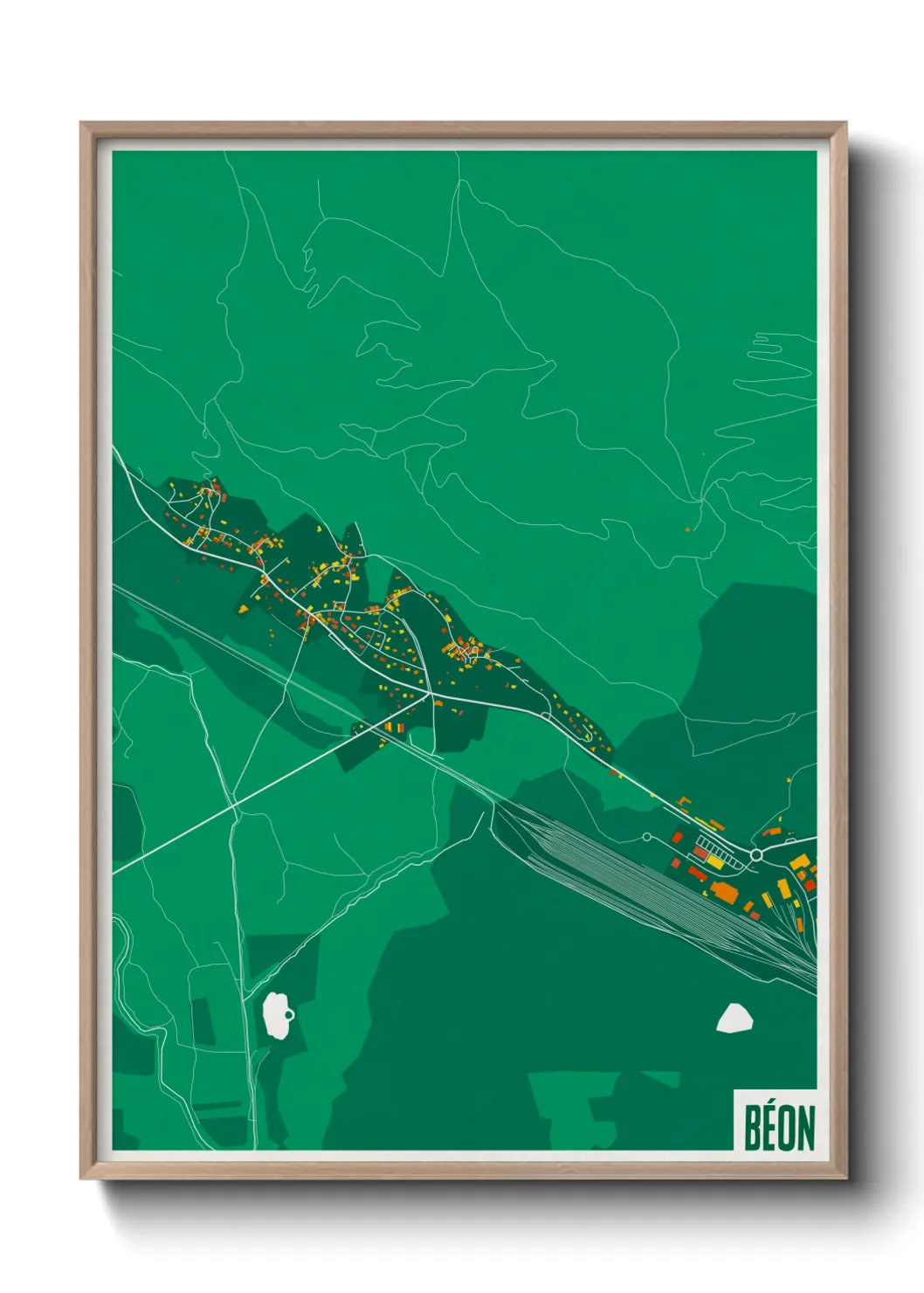 Une affiche de carte sur Béon