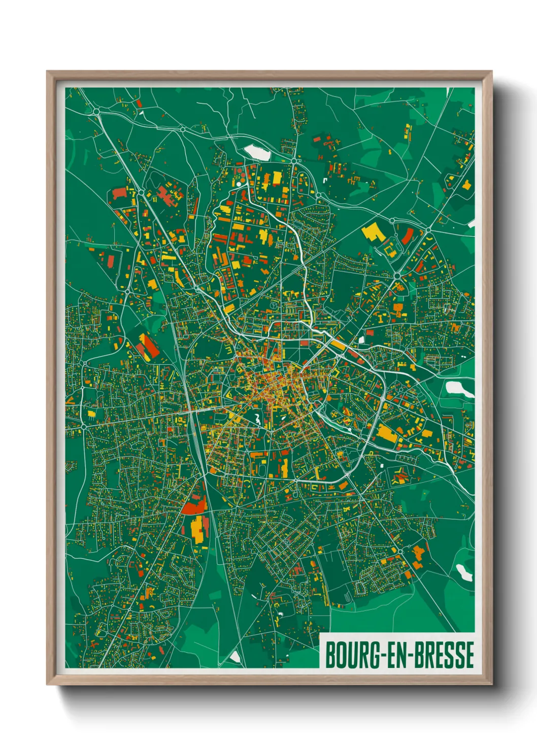 Une affiche de carte sur Bourg-en-Bresse