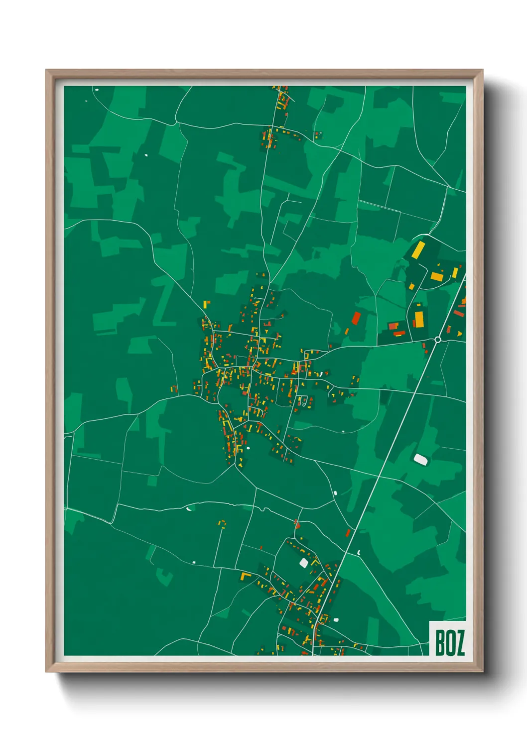 Une affiche de carte sur Boz
