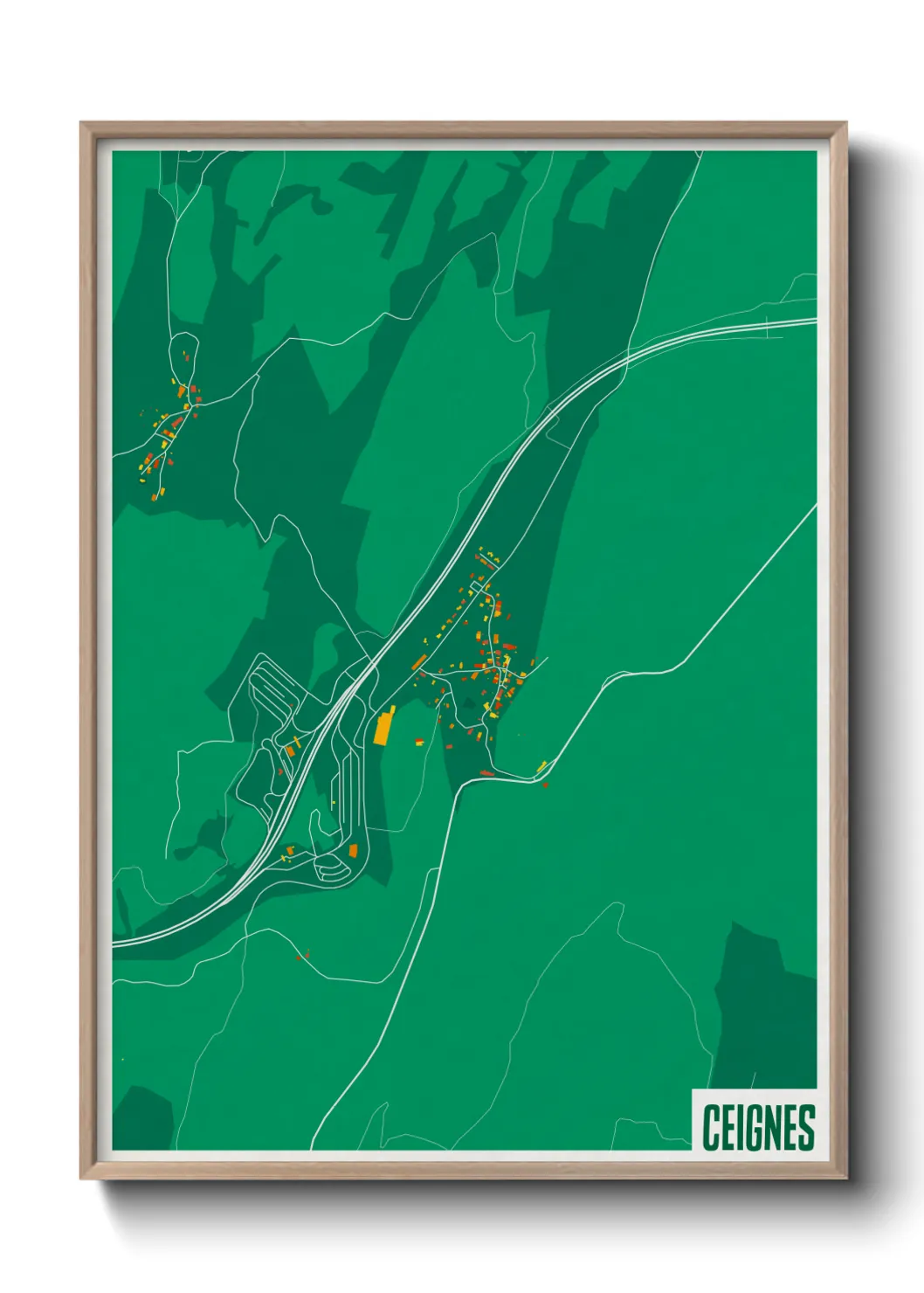 Une affiche de carte sur Ceignes