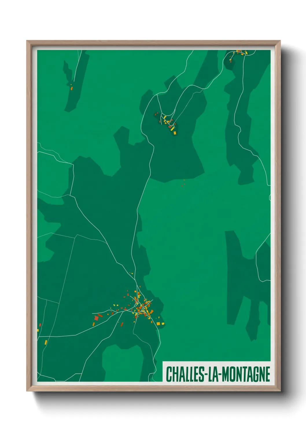 Une affiche de carte sur Challes-la-Montagne