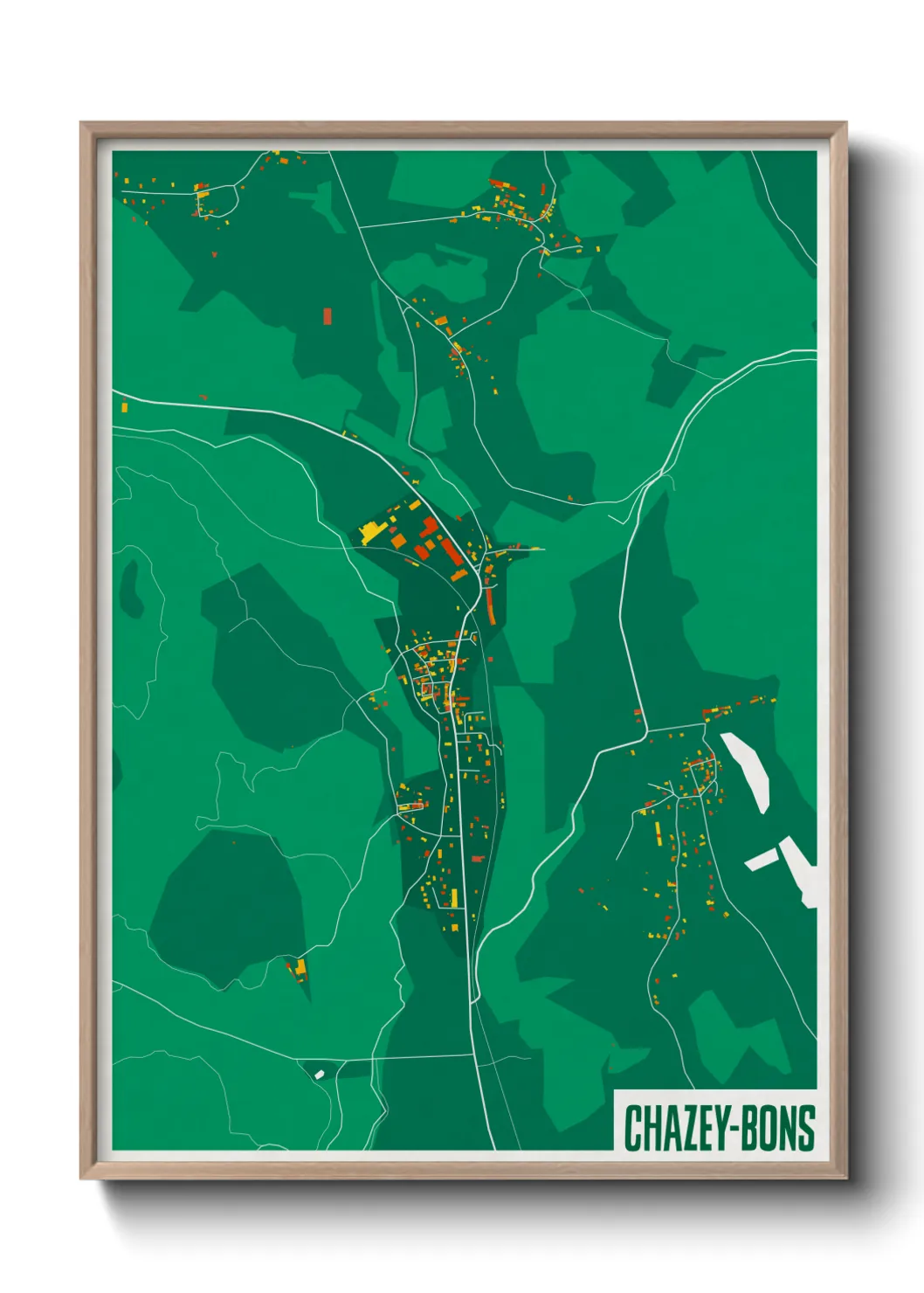 Une affiche de carte sur Chazey-Bons
