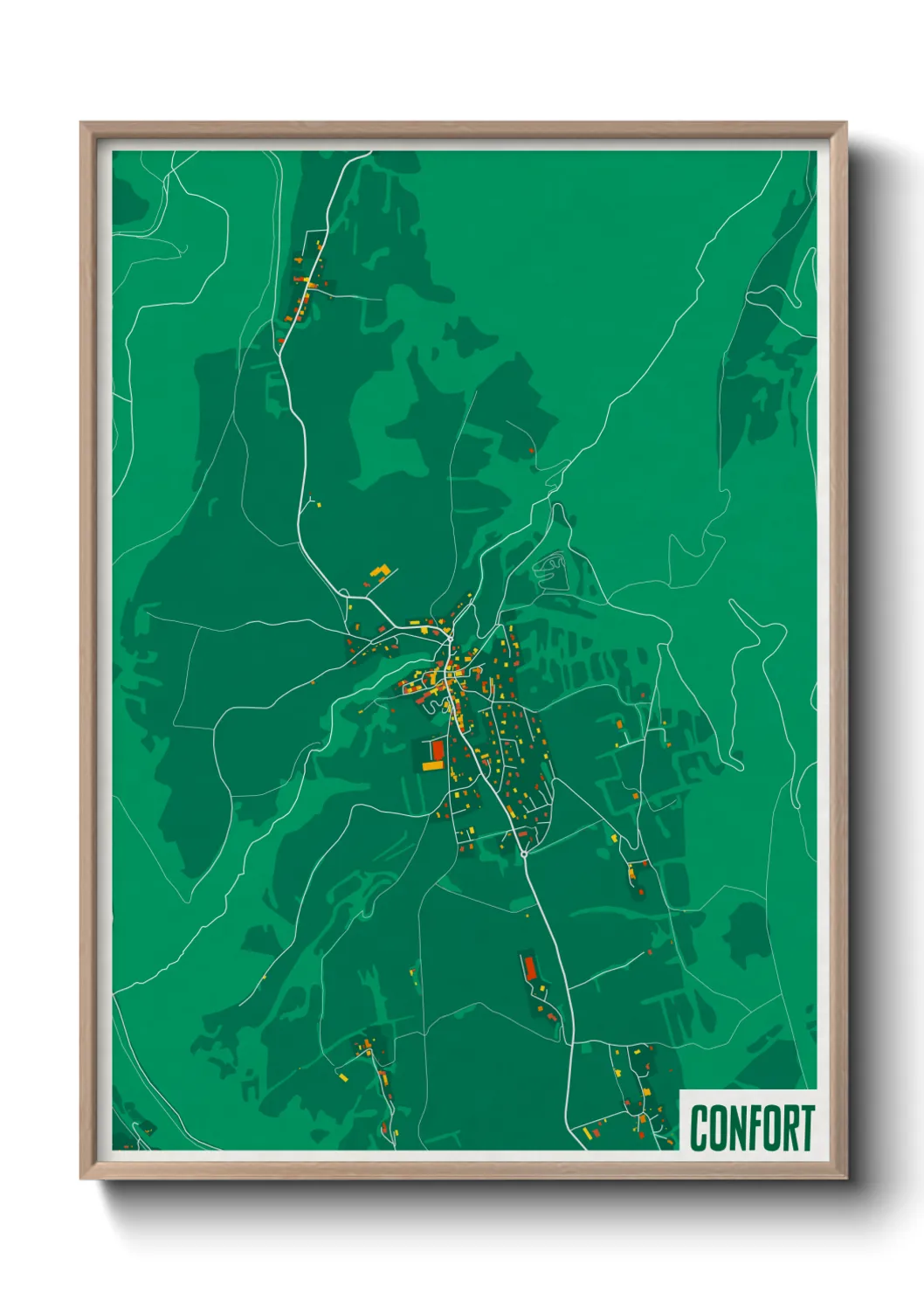 Une affiche de carte sur Confort