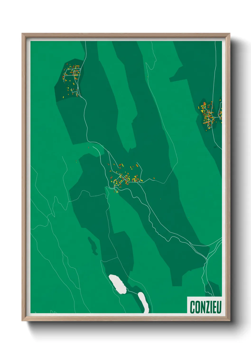 Une affiche de carte sur Conzieu