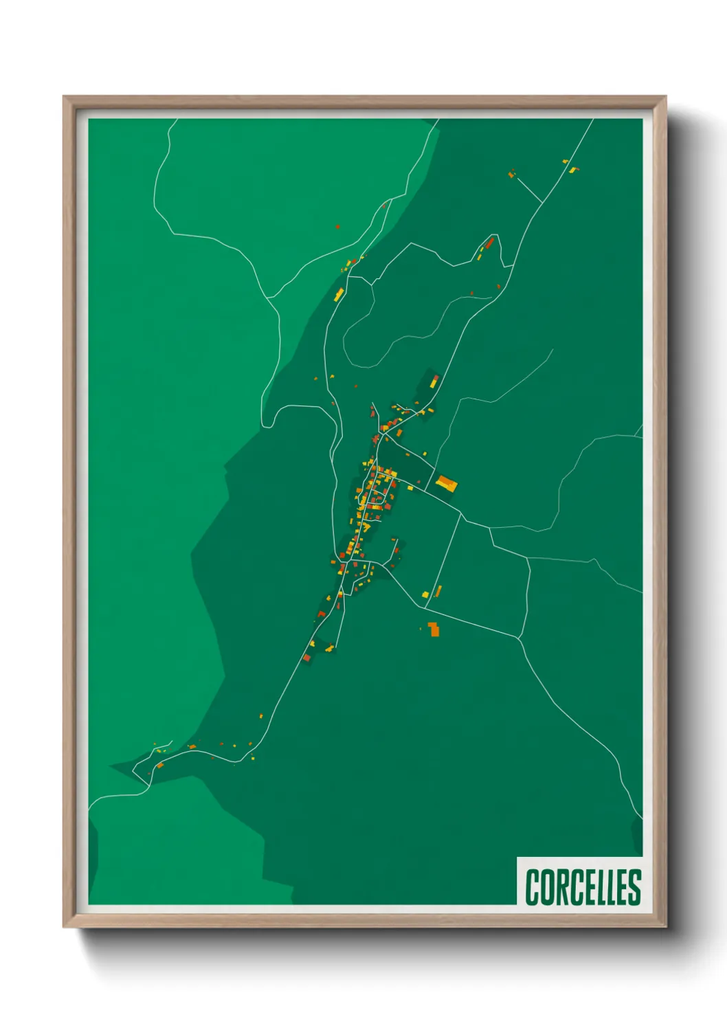 Une affiche de carte sur Corcelles