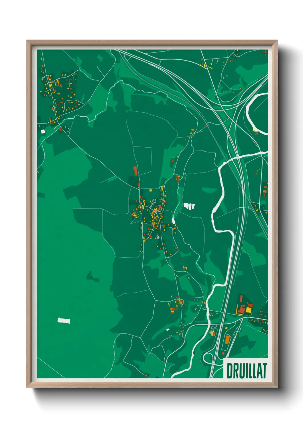 Une affiche de carte sur Druillat