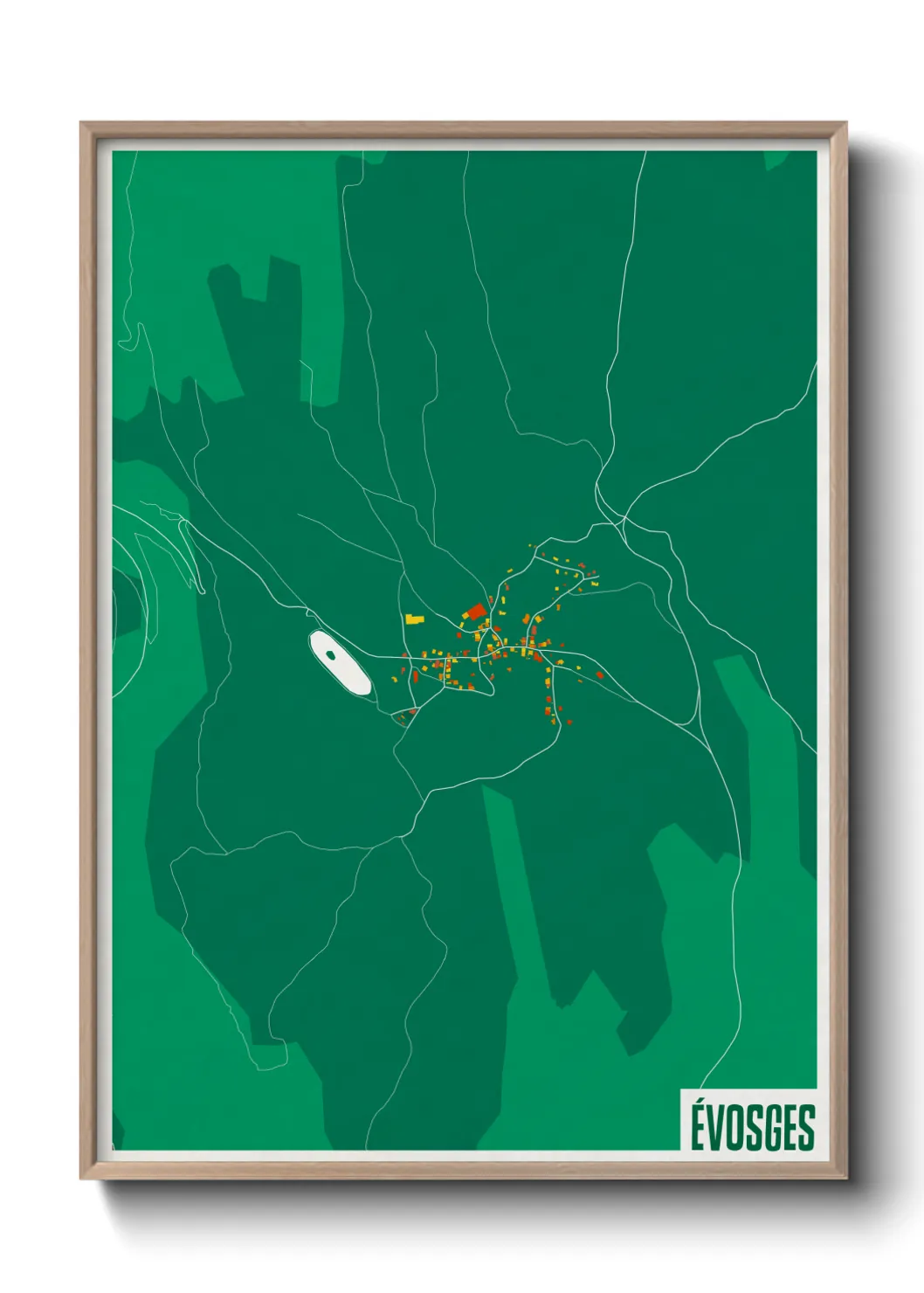 Une affiche de carte sur Évosges