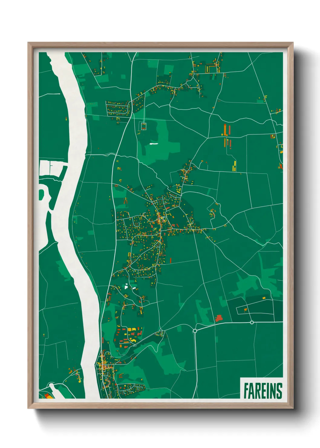 Une affiche de carte sur Fareins