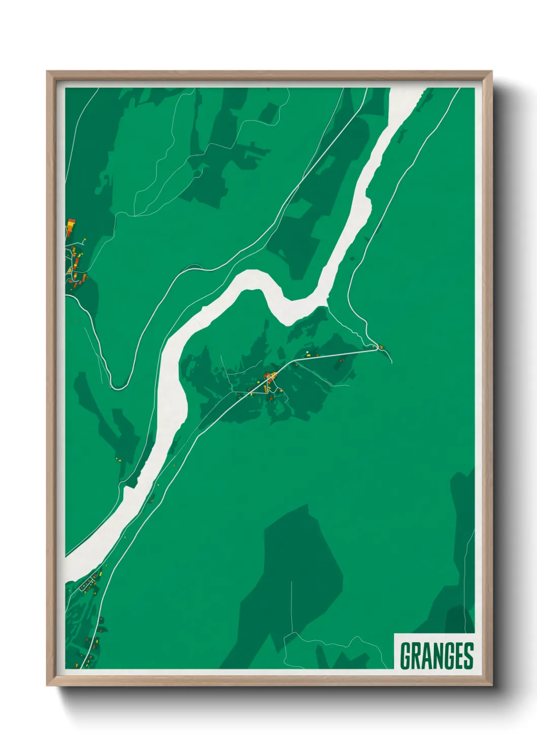 Une affiche de carte sur Granges