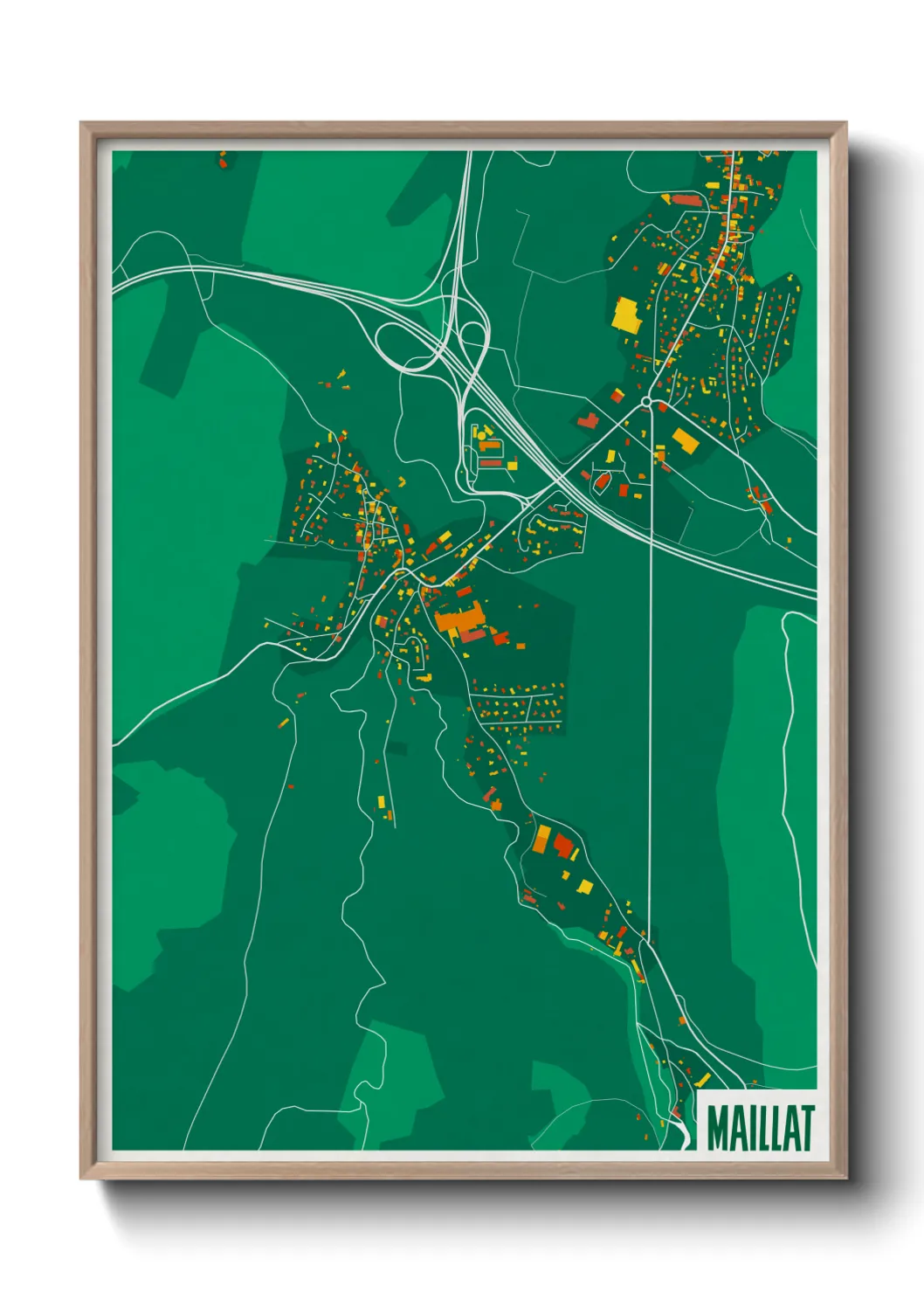 Une affiche de carte sur Maillat